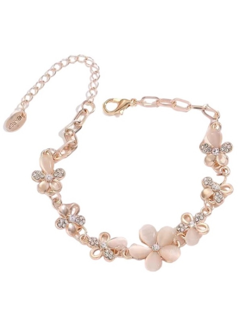18K Rose Gold Plated Diamond Flower Bracelet